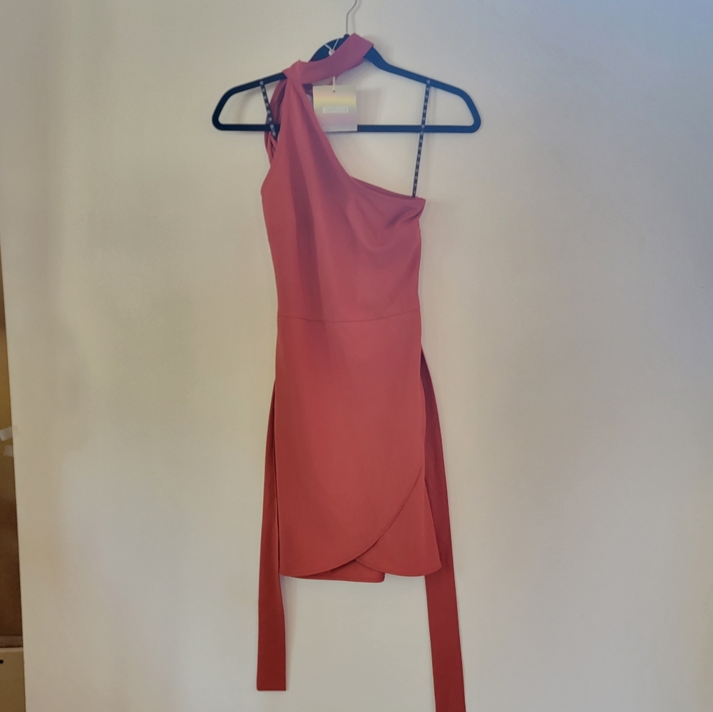 Missguided | One Shoulder Choker Neck Bodycon Rust Color Mini Dress Size 4 - Picture 4 of 12